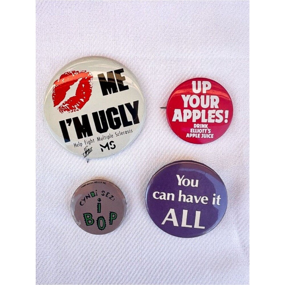 Assorted Vintage 80's Slogan Pinback Button Lot - Cyndi sez: I BOP